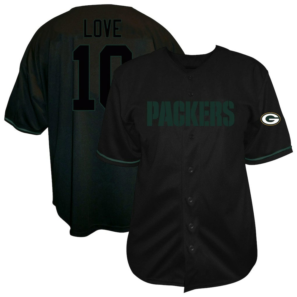 Jordan Love Green Bay Packers Big & Tall Baseball Button-Up Shirt - Black cheap