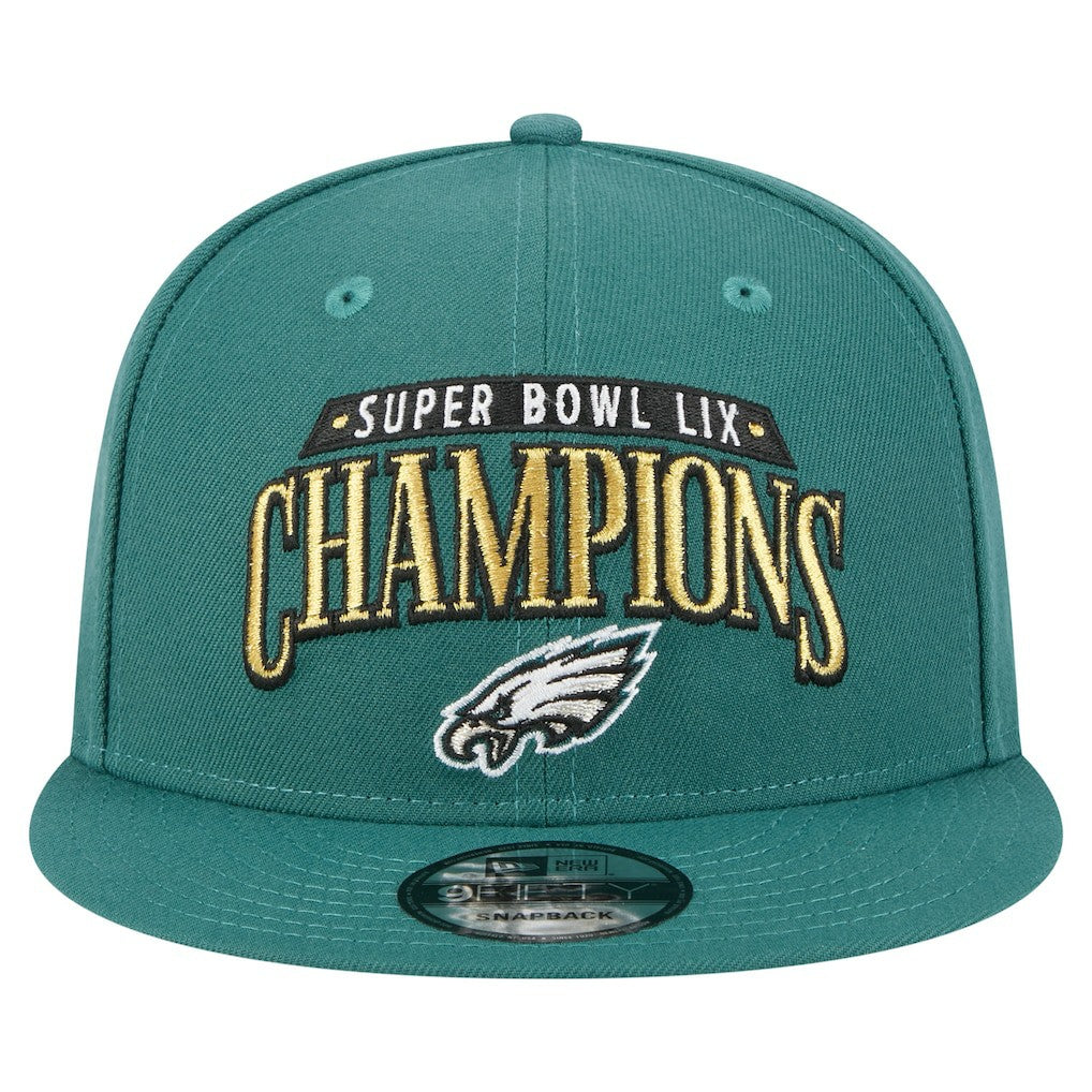 Philadelphia Eagles New Era Super Bowl LIX Champions 9FIFTY Snapback Hat - Midnight Green for sale