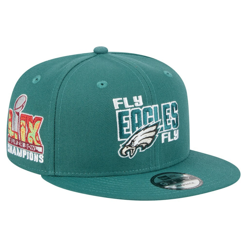 Philadelphia Eagles New Era Super Bowl LIX Champions Side Patch 9FIFTY Snapback Hat - Midnight Green sale