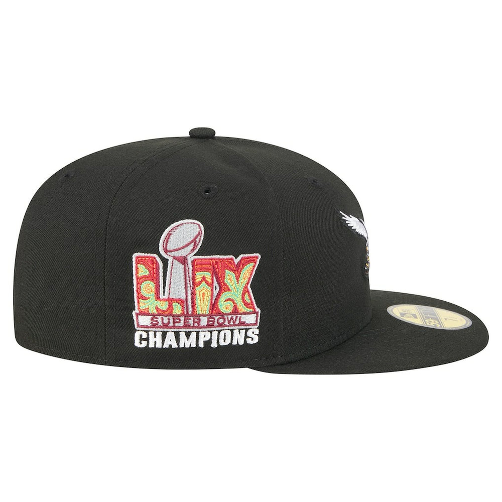 Philadelphia Eagles New Era Super Bowl LIX Champions Historic Side Patch 59FIFTY Fitted Hat - Black sale