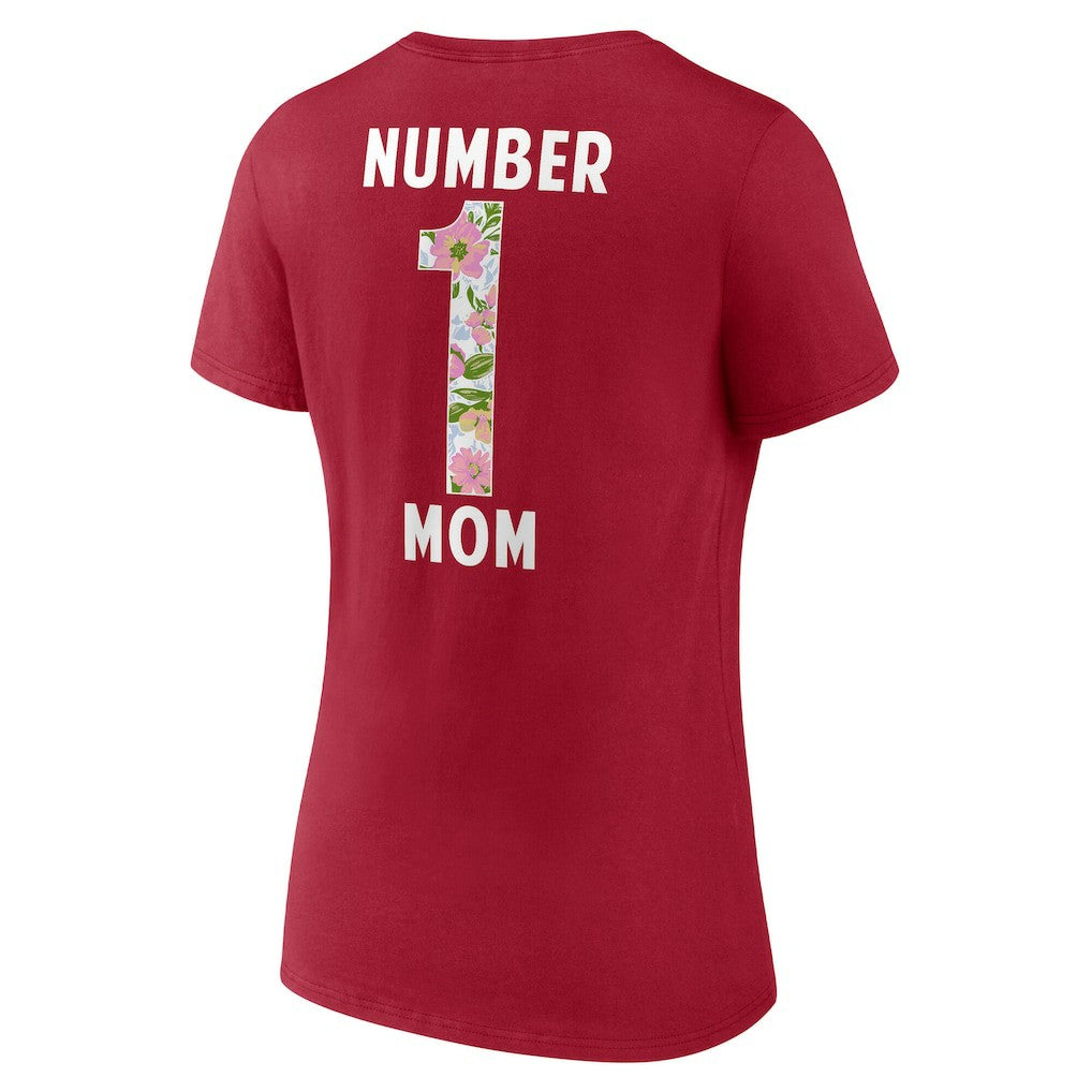 San Francisco 49ers Women's Number 1 Mom Floral V-Neck T-Shirt - Scarlet on sale
