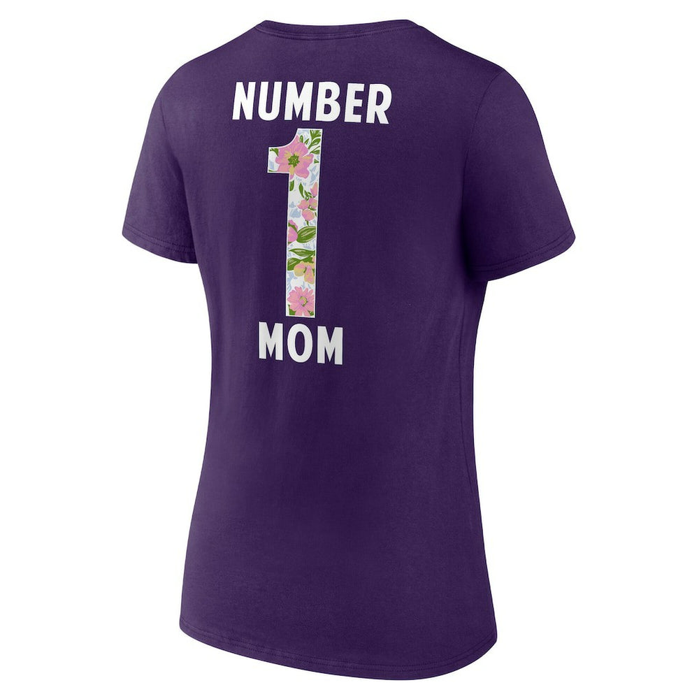 Baltimore Ravens Women's Number 1 Mom Floral V-Neck T-Shirt - Purple sale