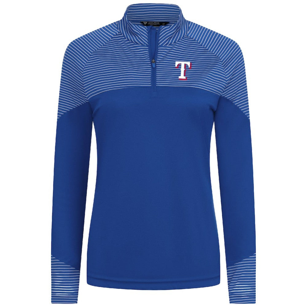 Texas Rangers Levelwear Women's Classic Stripes Insignia 2.0 Raglan Quarter-Zip Top Royal