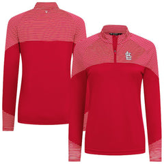 St. Louis Cardinals Levelwear Women's Classic Stripes Insignia 2.0 Raglan Quarter-Zip Top Red