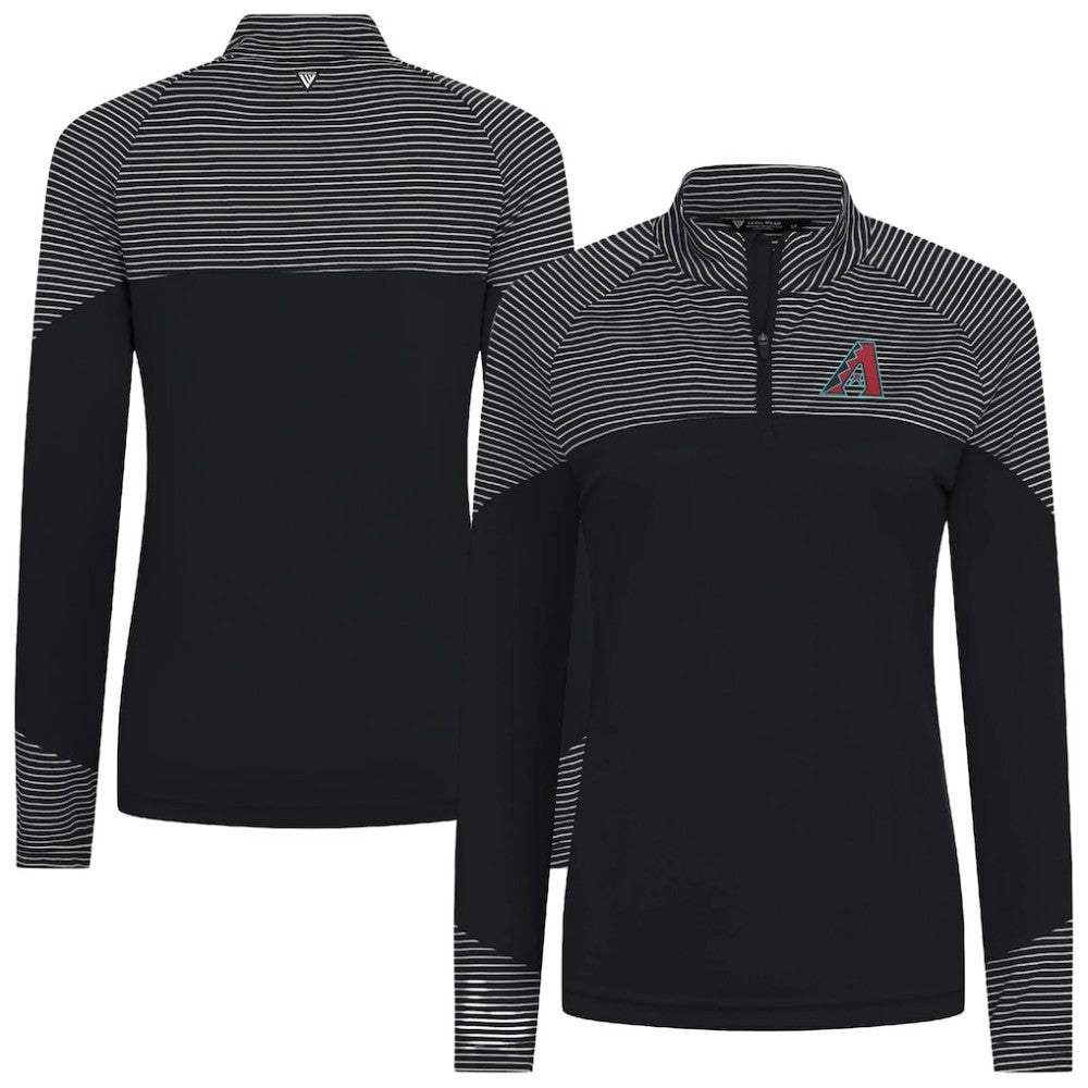 Arizona Diamondbacks Levelwear Women's Classic Stripes Insignia 2.0 Raglan Quarter-Zip Top Black