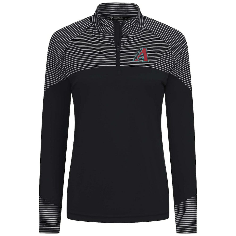 Arizona Diamondbacks Levelwear Women's Classic Stripes Insignia 2.0 Raglan Quarter-Zip Top Black