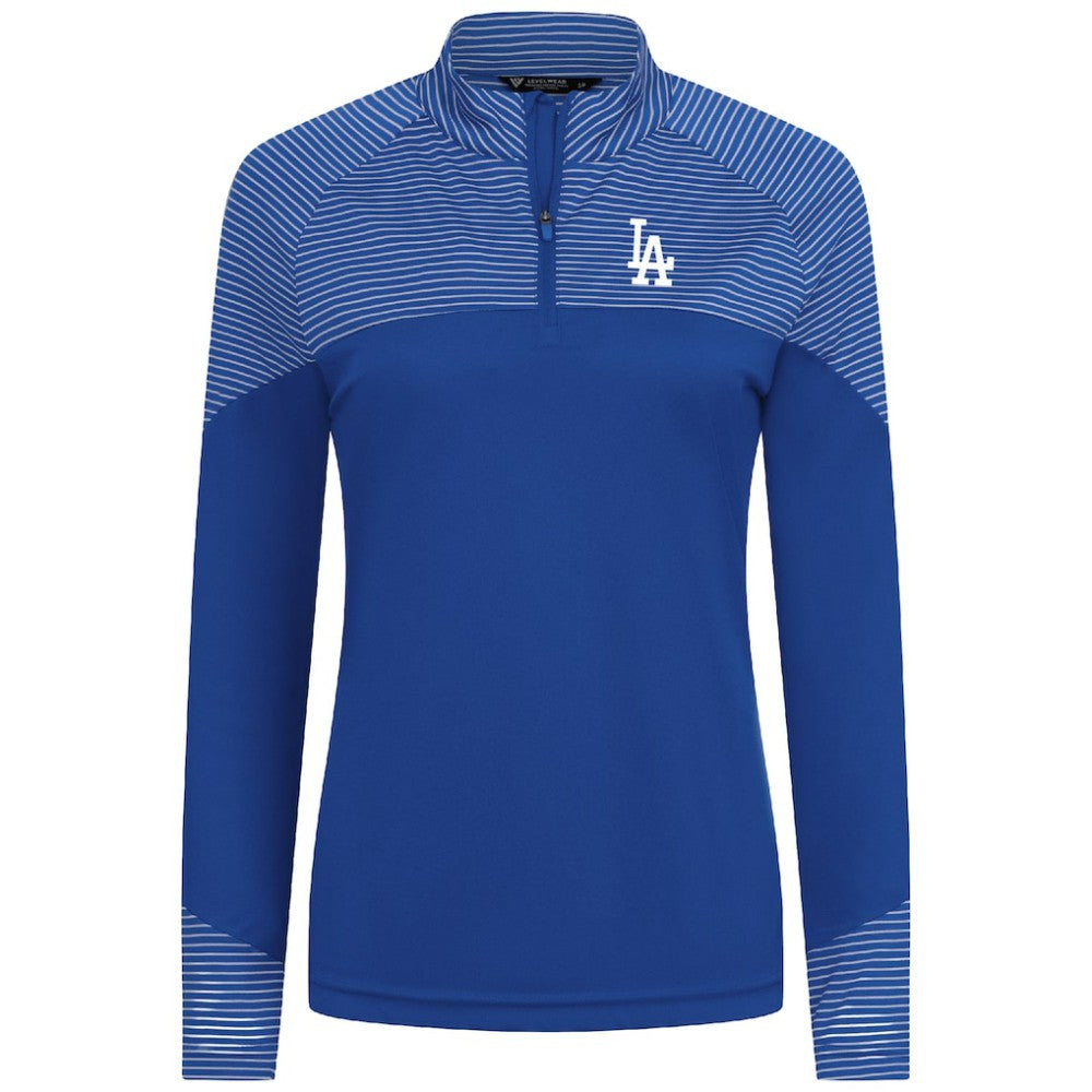 Los Angeles Dodgers Levelwear Women's Classic Stripes Insignia 2.0 Raglan Quarter-Zip Top Royal