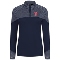 Boston Red Sox Levelwear Women's Classic Stripes Insignia 2.0 Raglan Quarter-Zip Top Navy