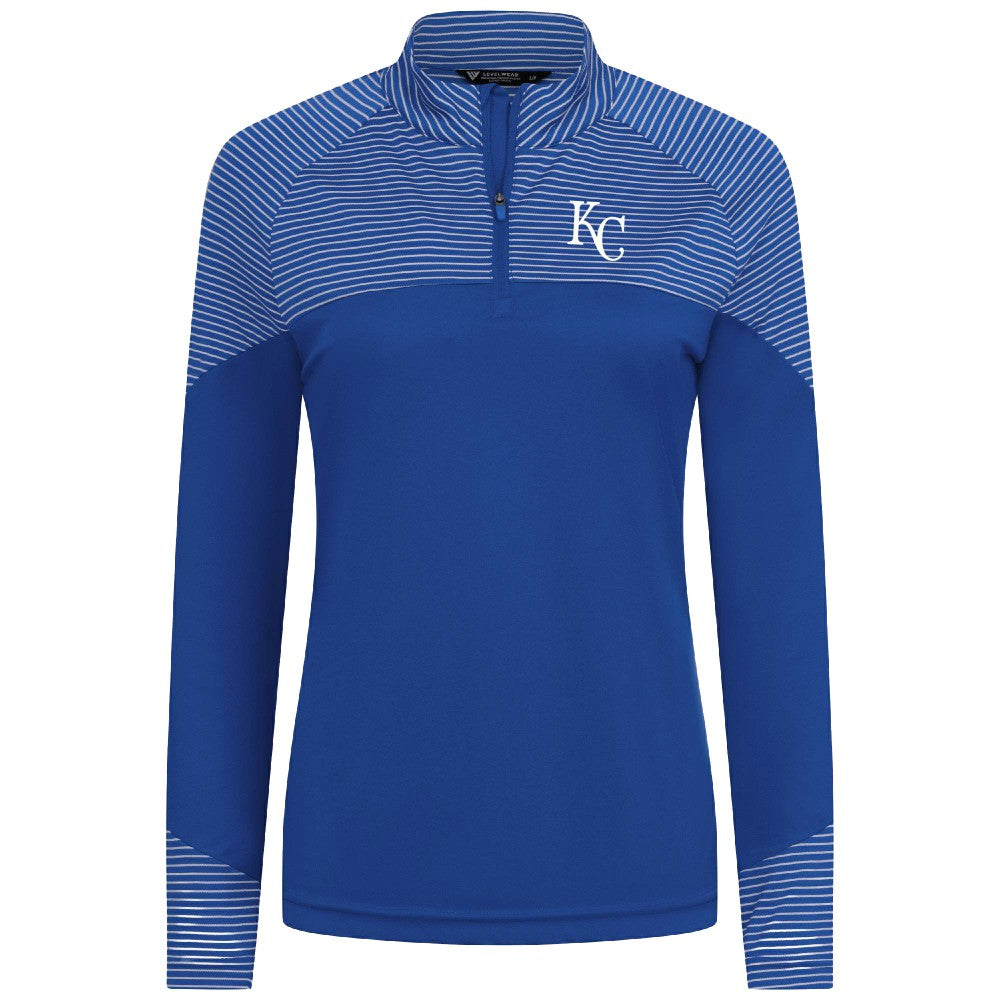 Kansas City Royals Levelwear Women's Classic Stripes Insignia 2.0 Raglan Quarter-Zip Top Royal
