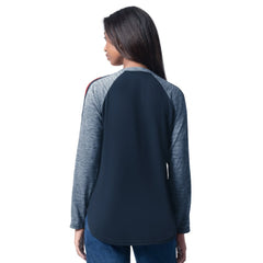 Atlanta Braves G-III 4Her by Carl Banks Women's Top Dog Raglan Long Sleeve V-Neck T-Shirt Navy