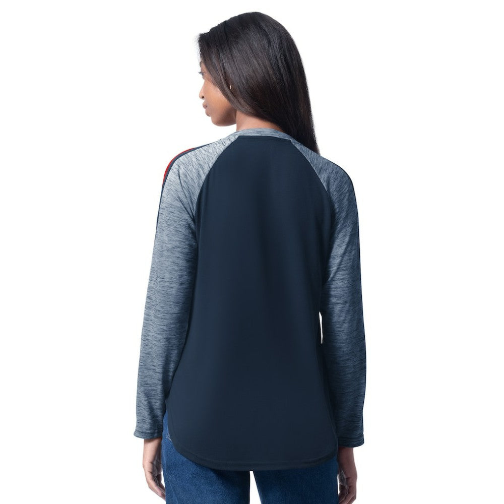 Boston Red Sox G-III 4Her by Carl Banks Women's Top Dog Raglan Long Sleeve V-Neck T-Shirt Navy