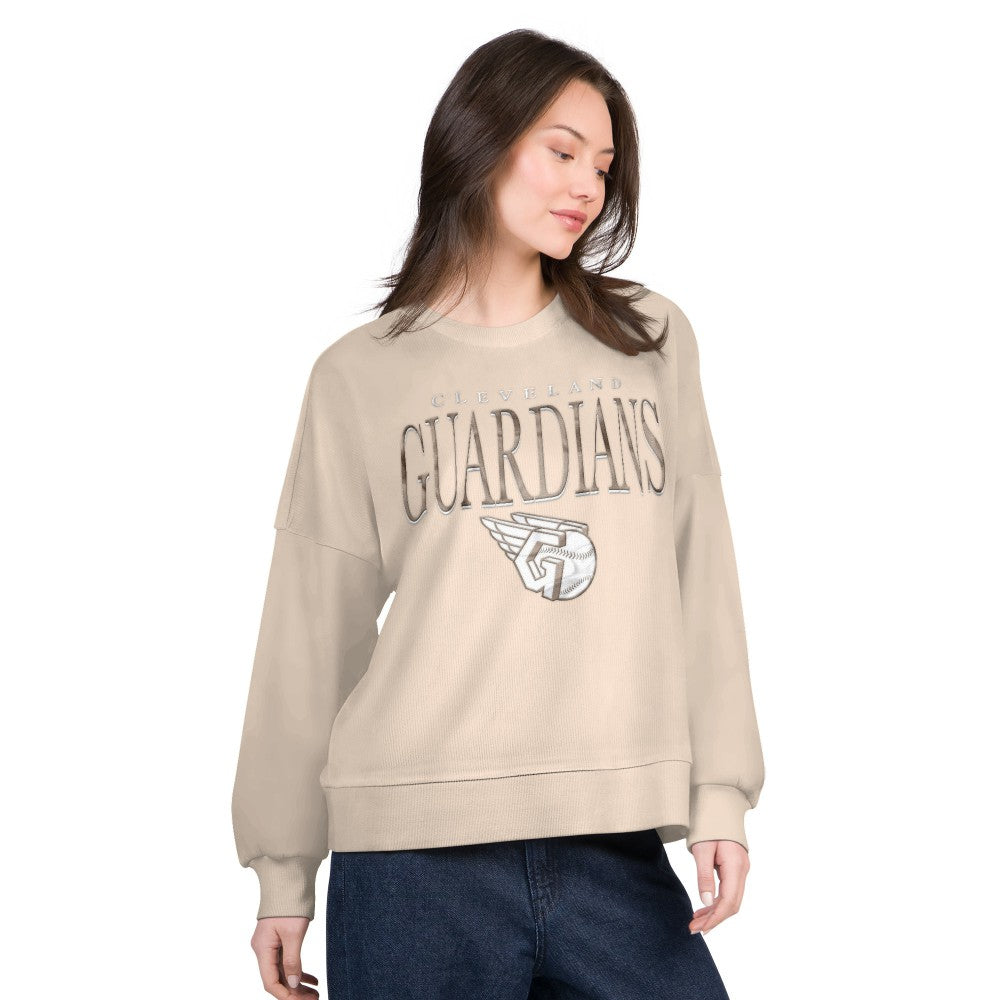 Cleveland Guardians G-III 4Her by Carl Banks Women's Oversized Vet II Sweatshirt Sand