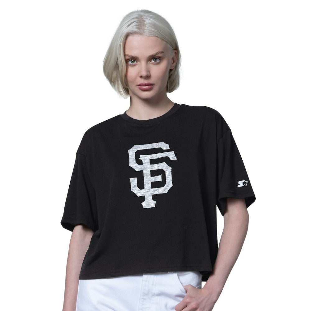 San Francisco Giants Starter Women's Holy Grail Boxy Cropped T-Shirt Black