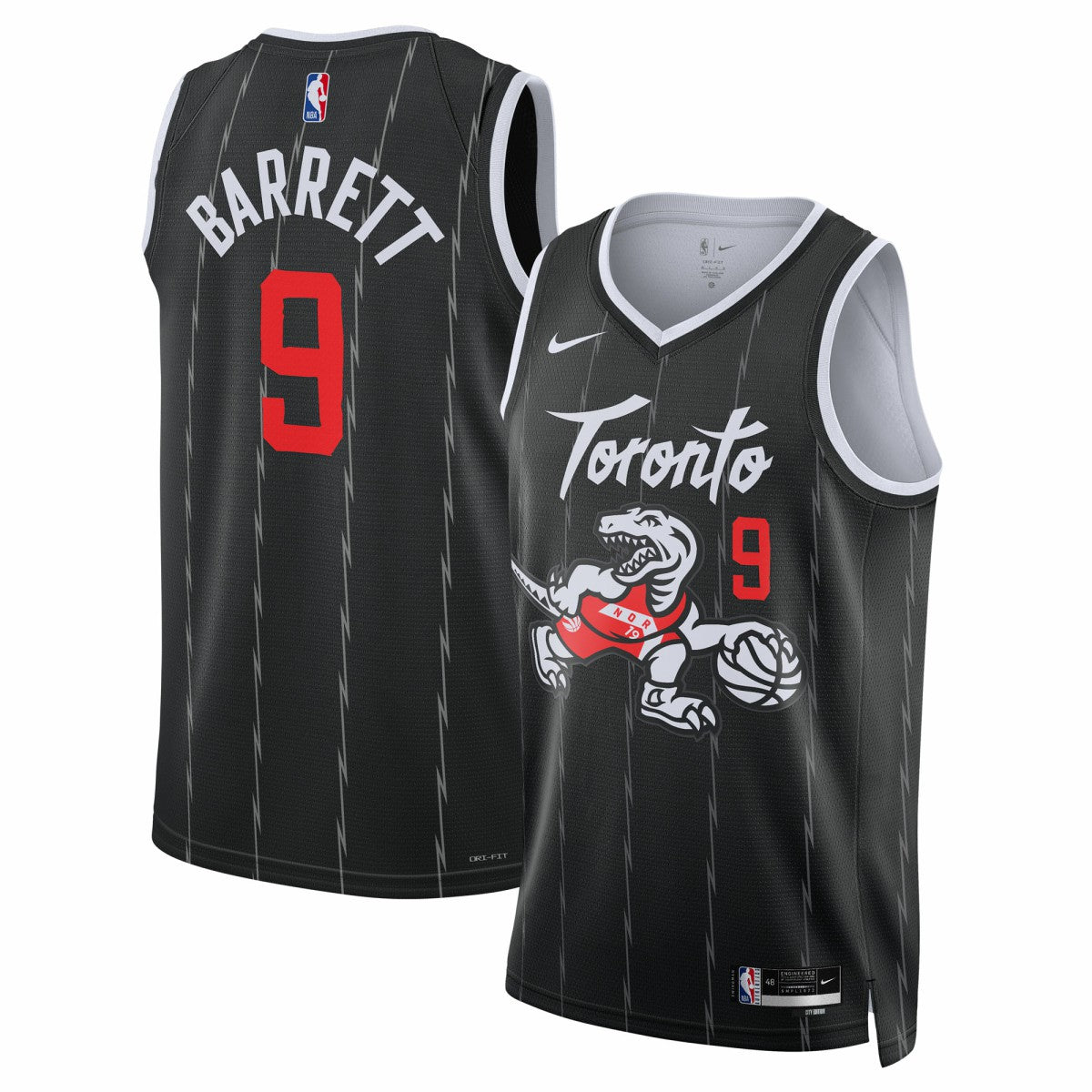 RJ Barrett Toronto Raptors Unisex 2025/26 Swingman Jersey - Black - City Edition for sale