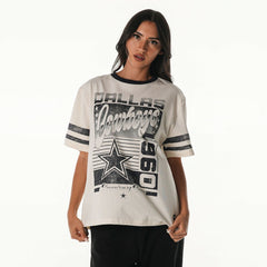 Dallas Cowboys The Wild Collective Women's Vintage Drop Shoulder Oversized Boyfriend T-Shirt - Cream cheap