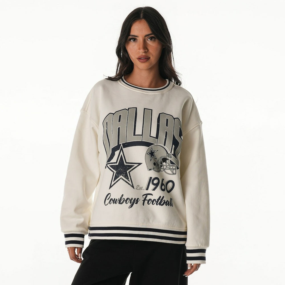 Dallas Cowboys The Wild Collective Women's Oversized Vintage French Terry Sweatshirt - Cream discount
