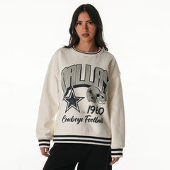 Dallas Cowboys The Wild Collective Women's Oversized Vintage French Terry Sweatshirt - Cream discount