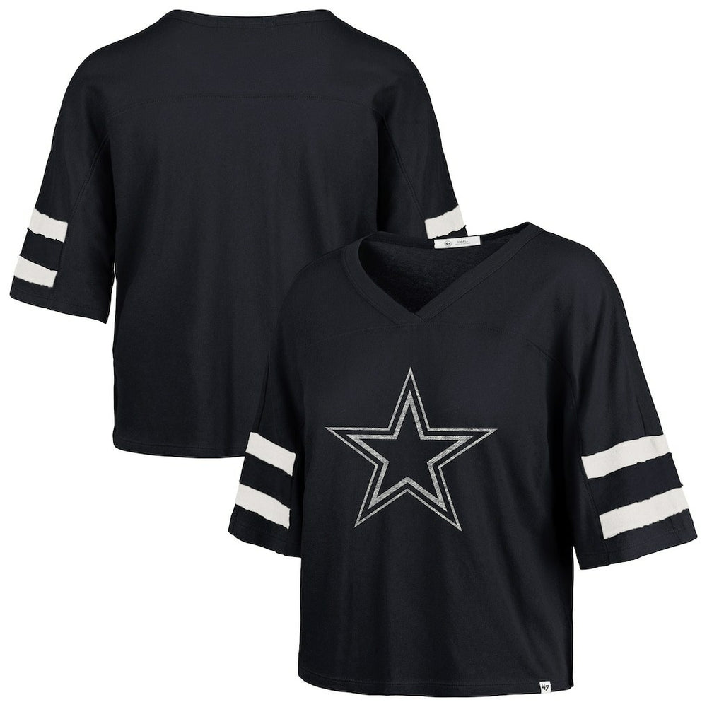 Dallas Cowboys '47 Women's Premier Scout Cropped V-Neck T-Shirt - Navy on sale