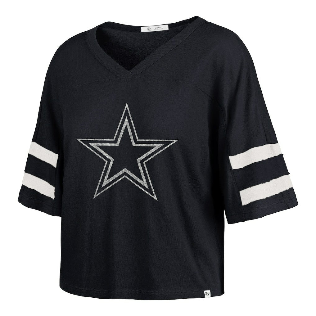 Dallas Cowboys '47 Women's Premier Scout Cropped V-Neck T-Shirt - Navy on sale