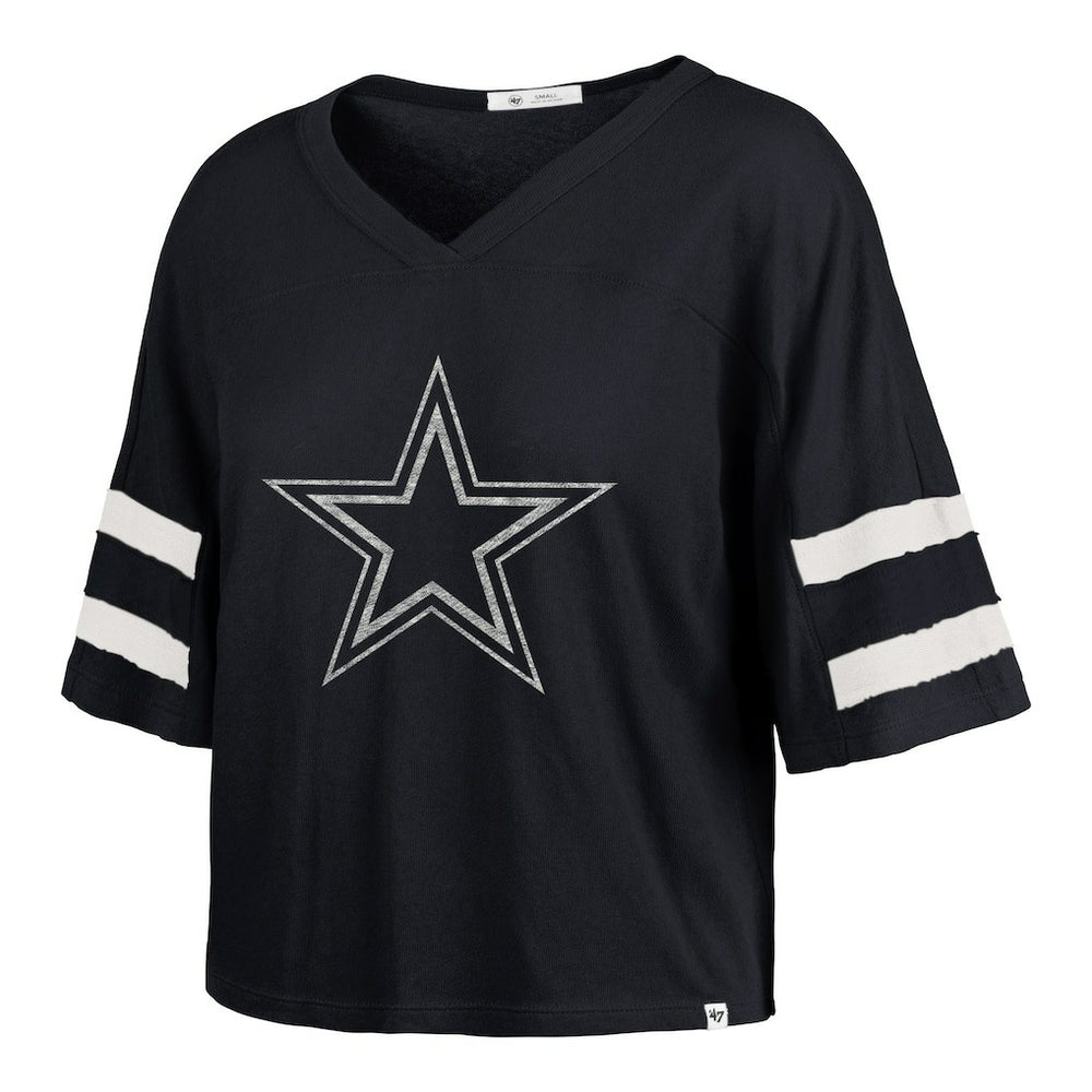 Dallas Cowboys '47 Women's Premier Scout Cropped V-Neck T-Shirt - Navy on sale