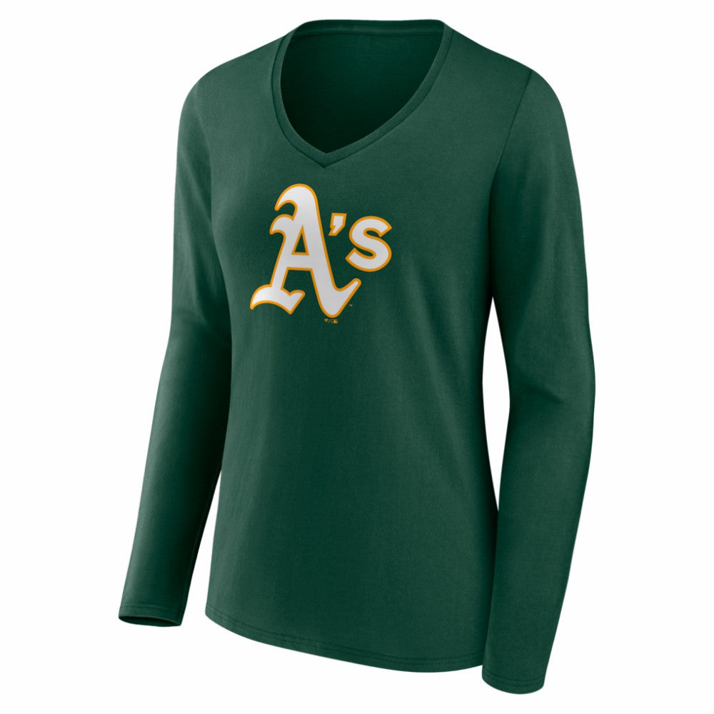 Athletics Women's Logo Long Sleeve V-Neck T-Shirt Green