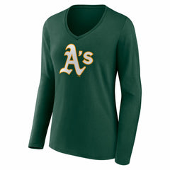 Athletics Women's Logo Long Sleeve V-Neck T-Shirt Green