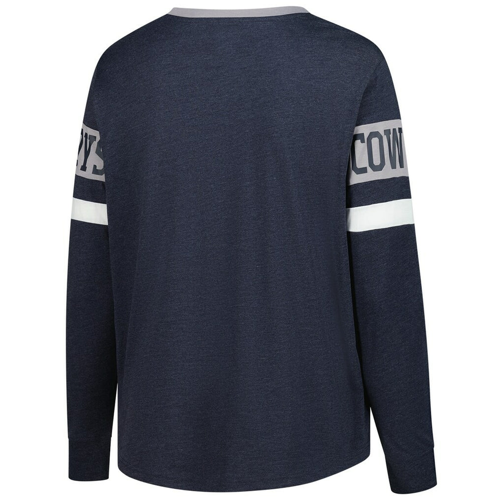 Dallas Cowboys New Era Women's Plus Size Throwback Lace-Up Long Sleeve T-Shirt - Navy discount