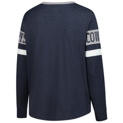 Dallas Cowboys New Era Women's Plus Size Throwback Lace-Up Long Sleeve T-Shirt - Navy discount