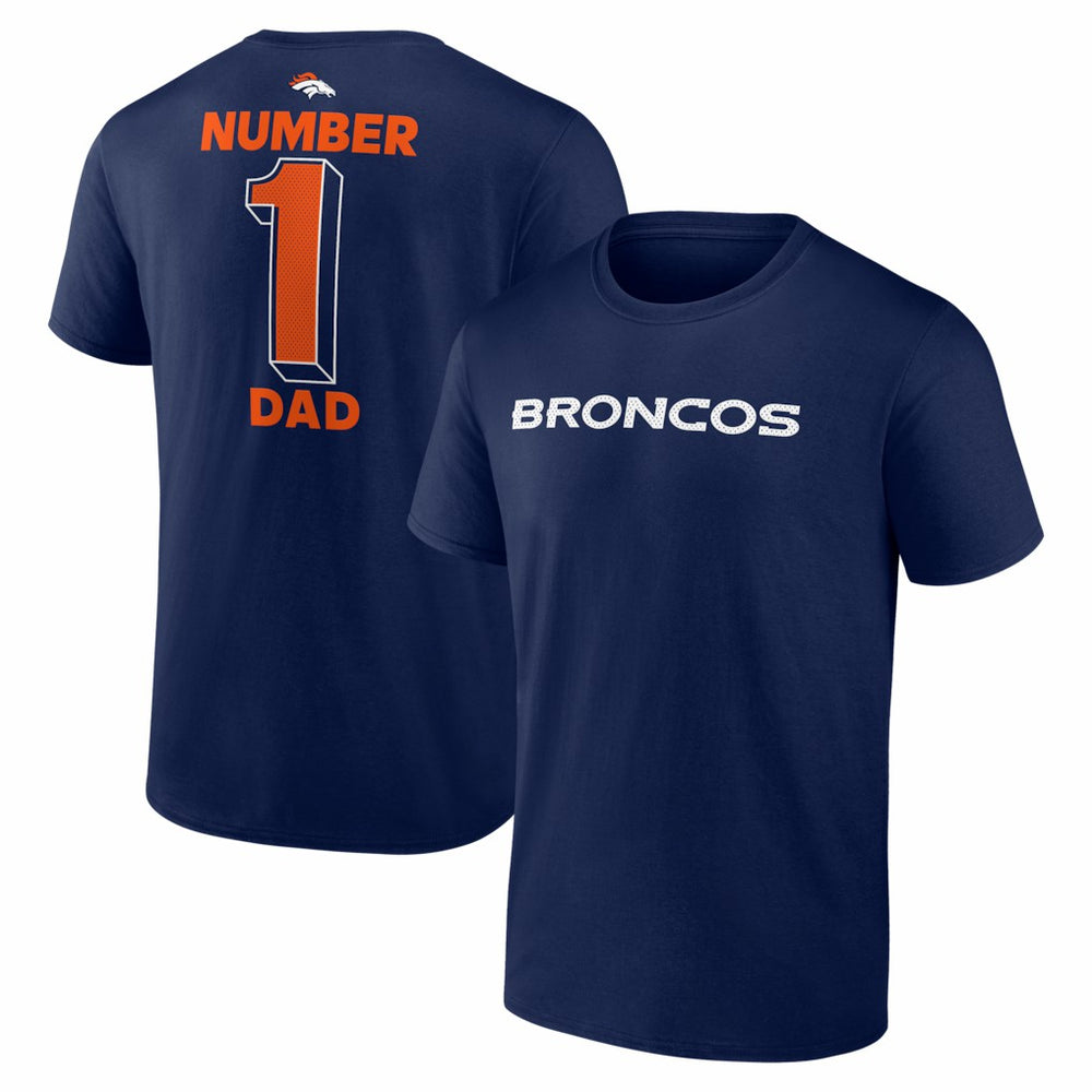 Denver Broncos #1 Dad Jersey T-Shirt - Navy on sale