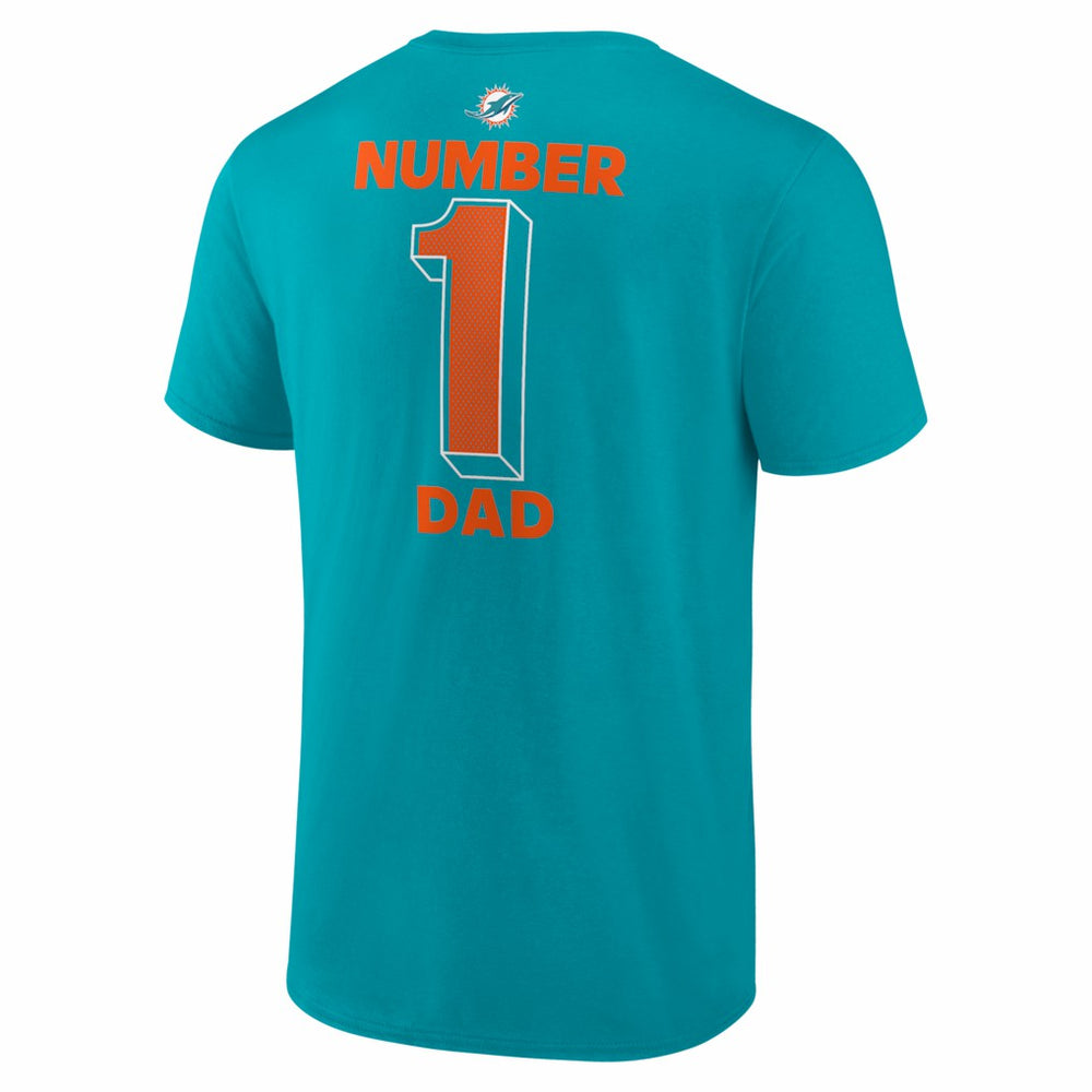 Miami Dolphins #1 Dad Jersey T-Shirt - Aqua sale
