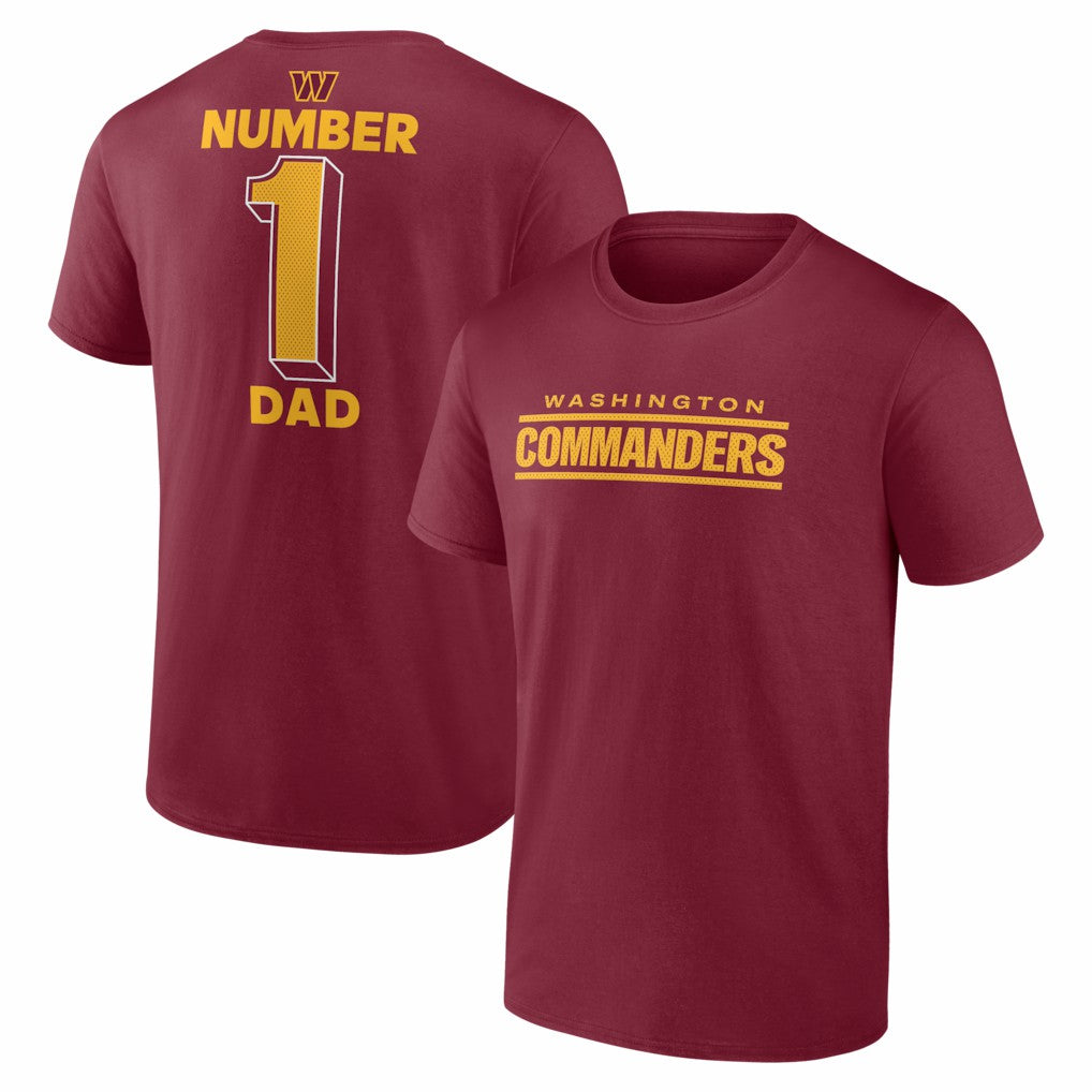 Washington Commanders #1 Dad Jersey T-Shirt - Burgundy discount