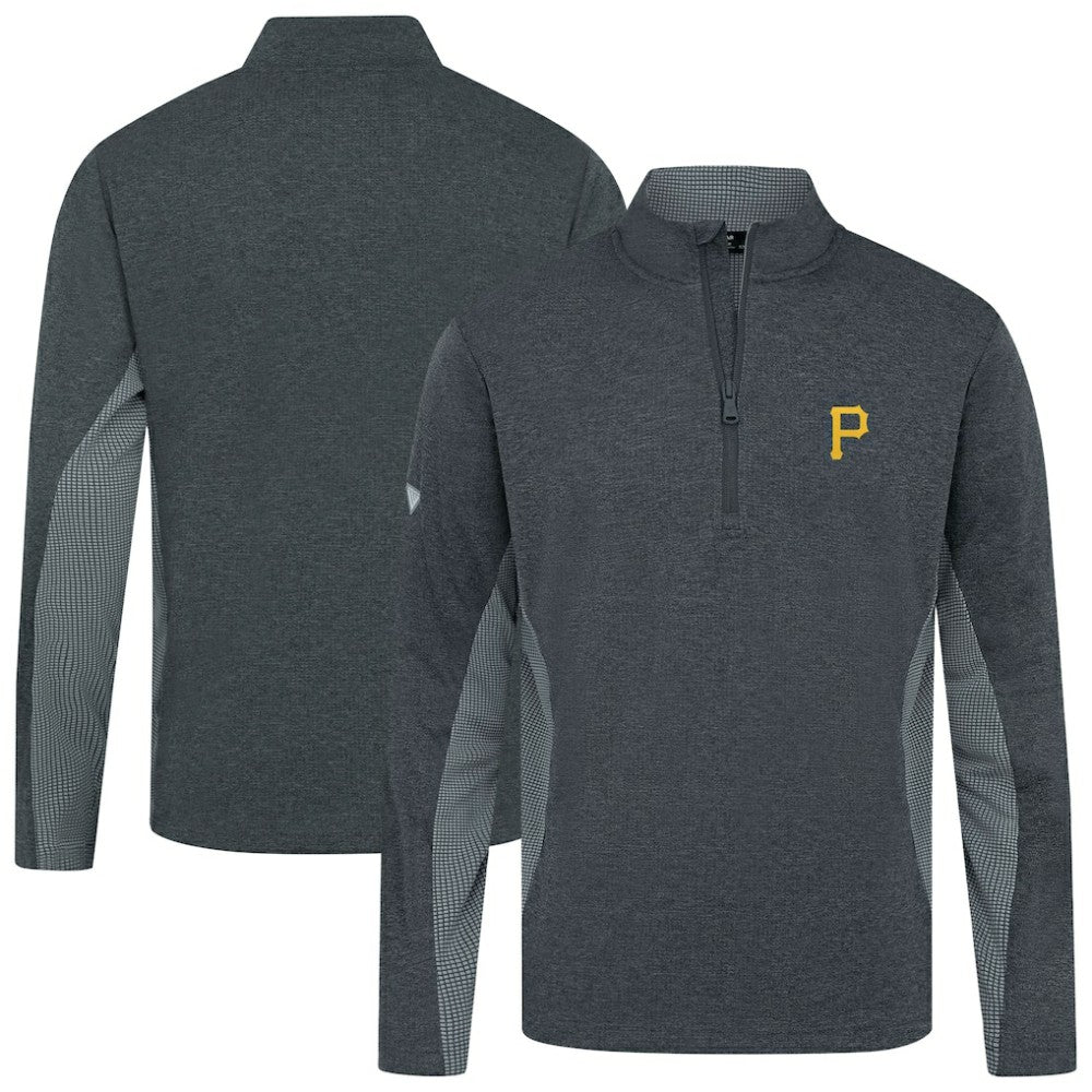 Pittsburgh Pirates Levelwear Waffle Insignia 2.0 Quarter-Zip Pullover Heather Black