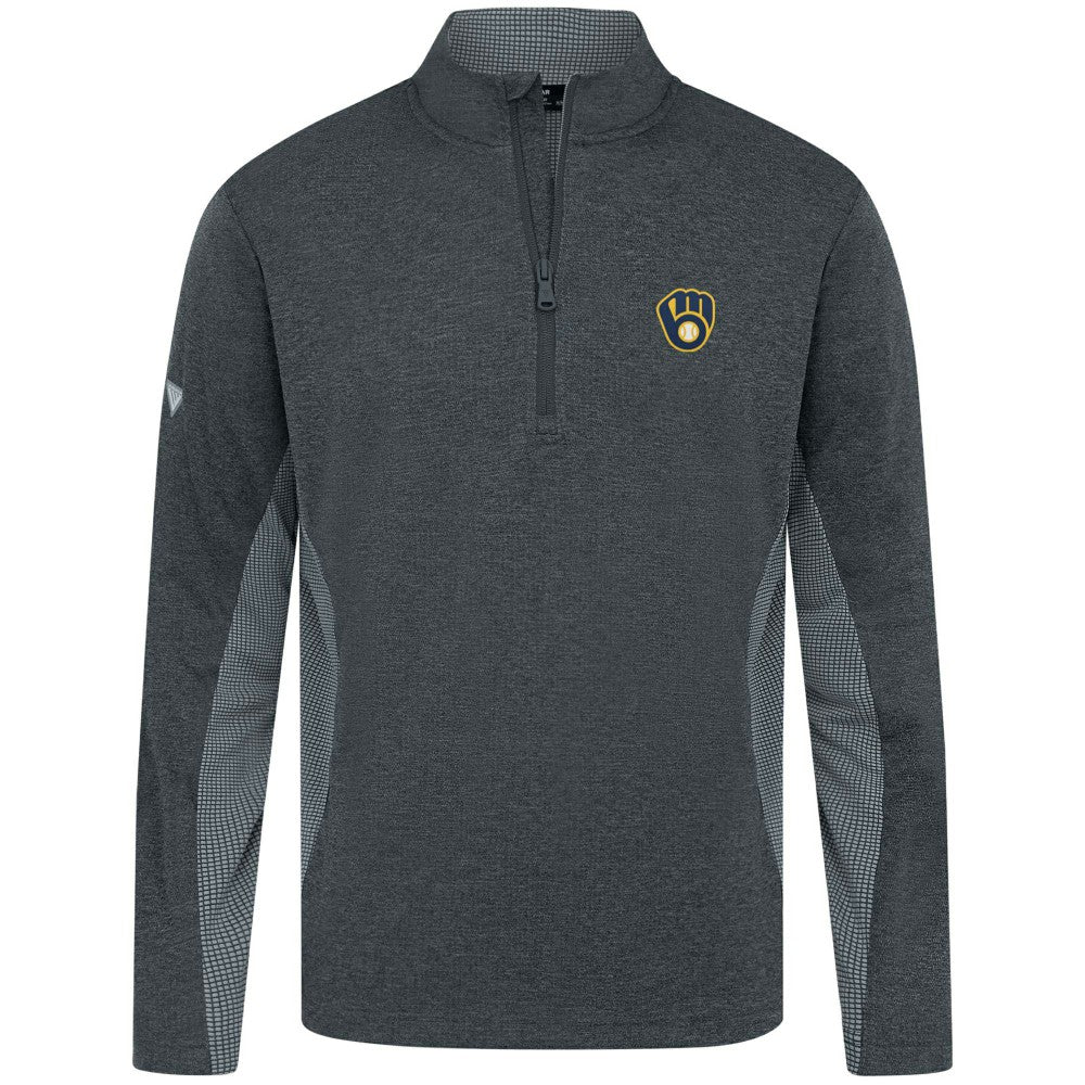 Milwaukee Brewers Levelwear Waffle Insignia 2.0 Quarter-Zip Pullover Heather Black