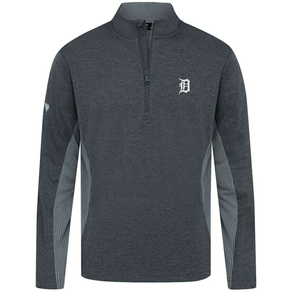 Detroit Tigers Levelwear Waffle Insignia 2.0 Quarter-Zip Pullover Heather Black