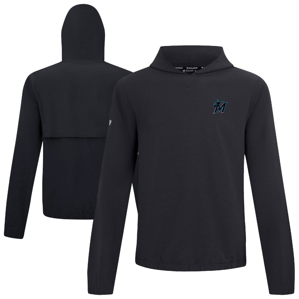 Miami Marlins Levelwear Action Insignia 2.0 Pullover Hoodie Black