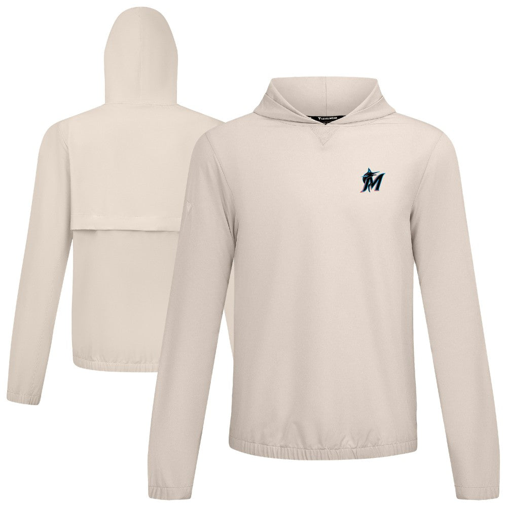 Miami Marlins Levelwear Action Insignia 2.0 Pullover Hoodie Khaki