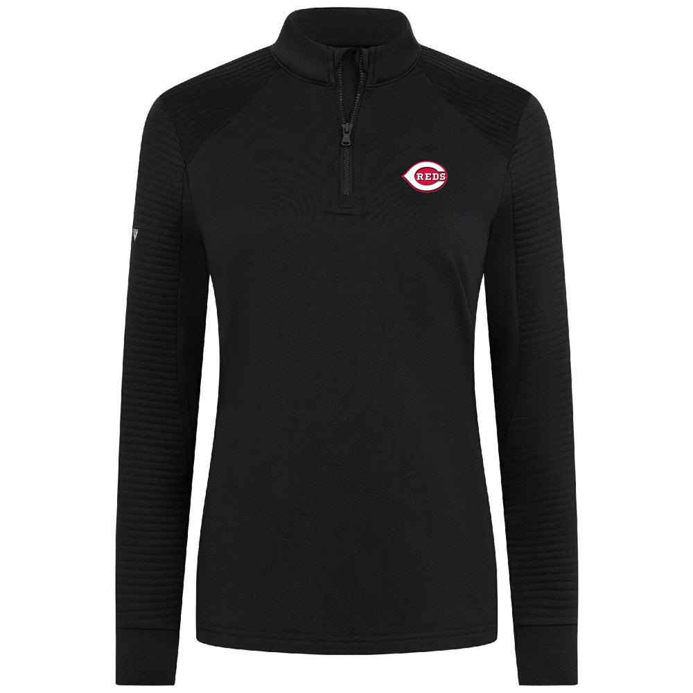 Cincinnati Reds Levelwear Women's Power Insignia 2.0 Quarter-Zip Pullover Top Black