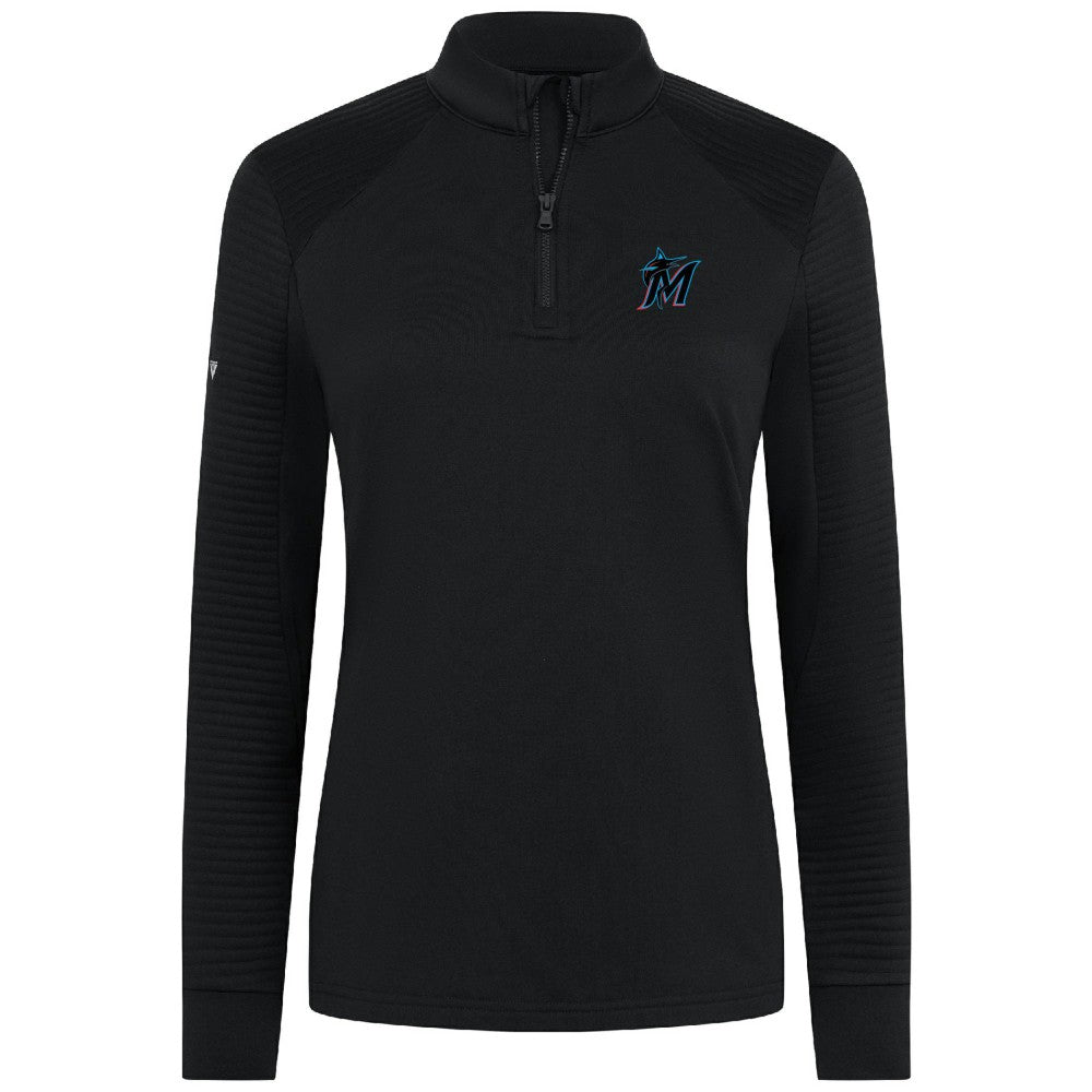 Miami Marlins Levelwear Women's Power Insignia 2.0 Quarter-Zip Pullover Top Black