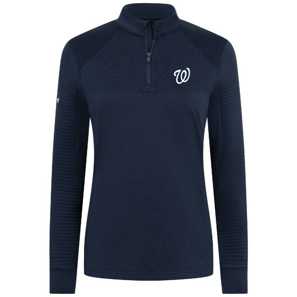Washington Nationals Levelwear Women's Power Insignia 2.0 Quarter-Zip Pullover Top Navy