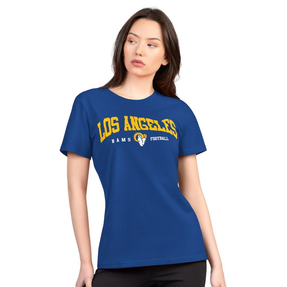 Los Angeles Rams G-III 4Her by Carl Banks Women's Super-Slim Lightweight Winning Crew T-Shirt - Royal for sale