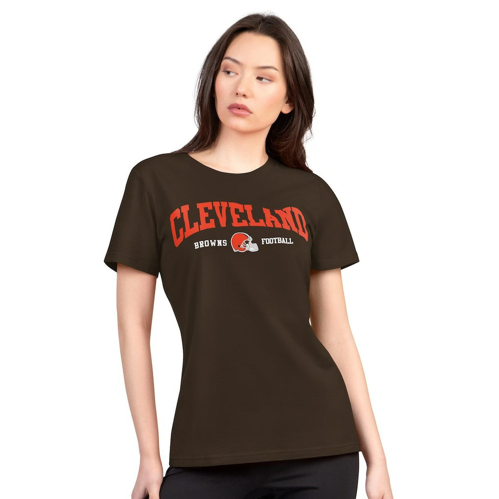 Cleveland Browns G-III 4Her by Carl Banks Women's Super-Slim Lightweight Winning Crew T-Shirt - Brown on sale