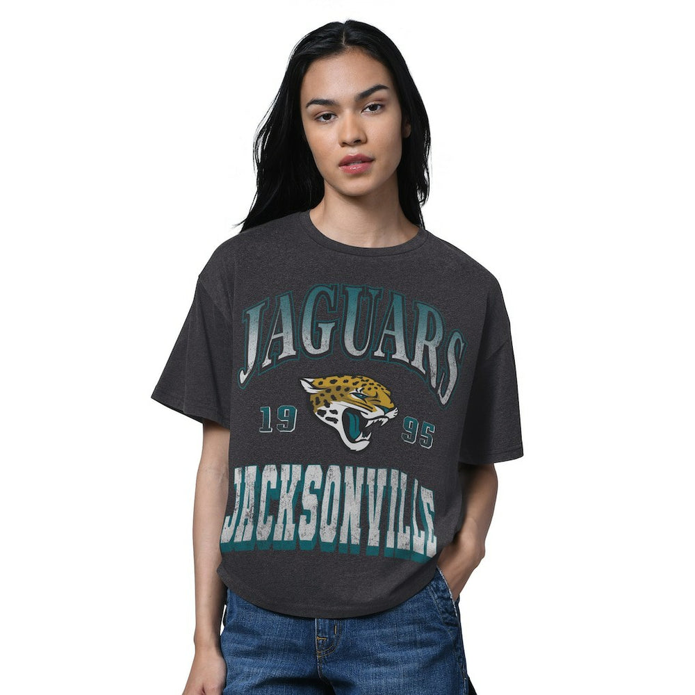 Jacksonville Jaguars Starter Women's Oversized Hall of Fame T-Shirt - Heather Black outlet