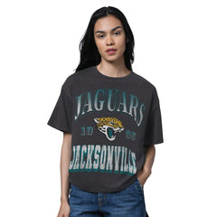 Jacksonville Jaguars Starter Women's Oversized Hall of Fame T-Shirt - Heather Black outlet