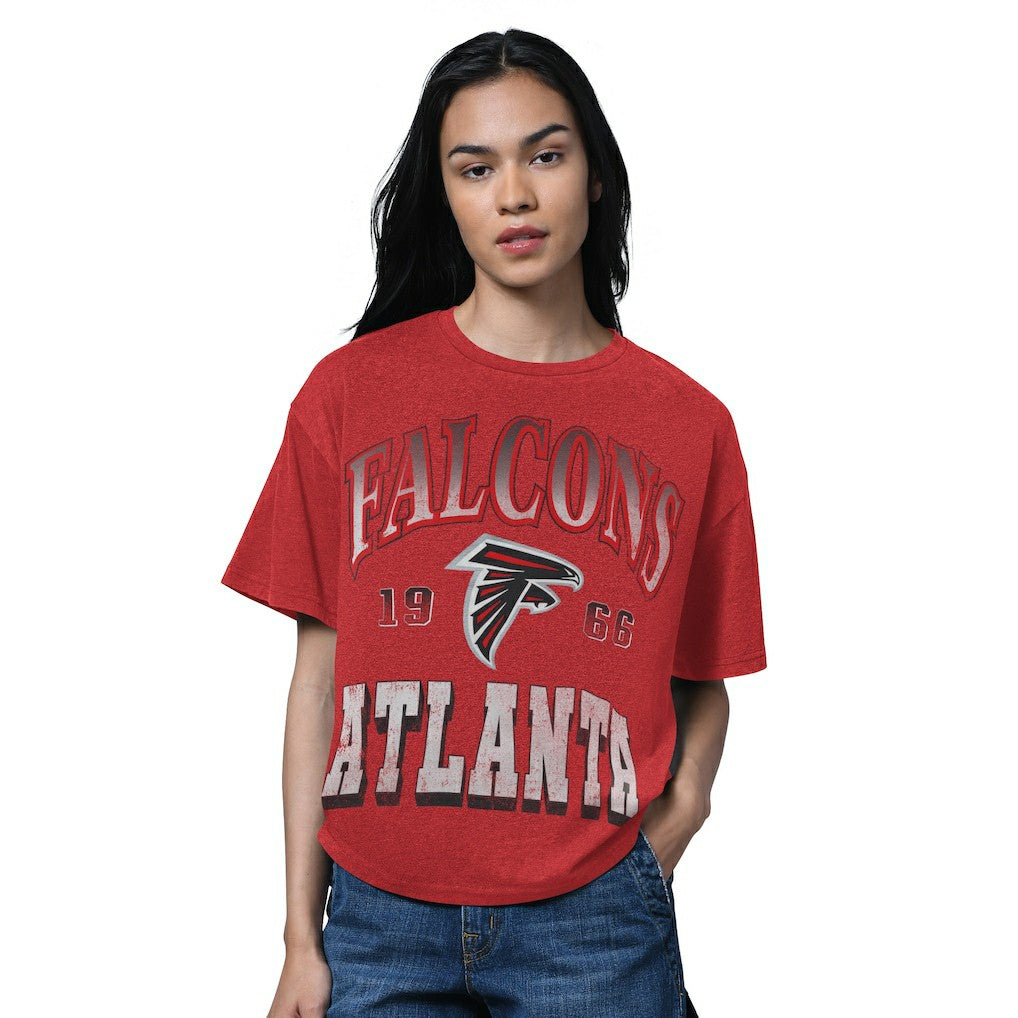 Atlanta Falcons Starter Women's Oversized Hall of Fame T-Shirt - Heather Red sale