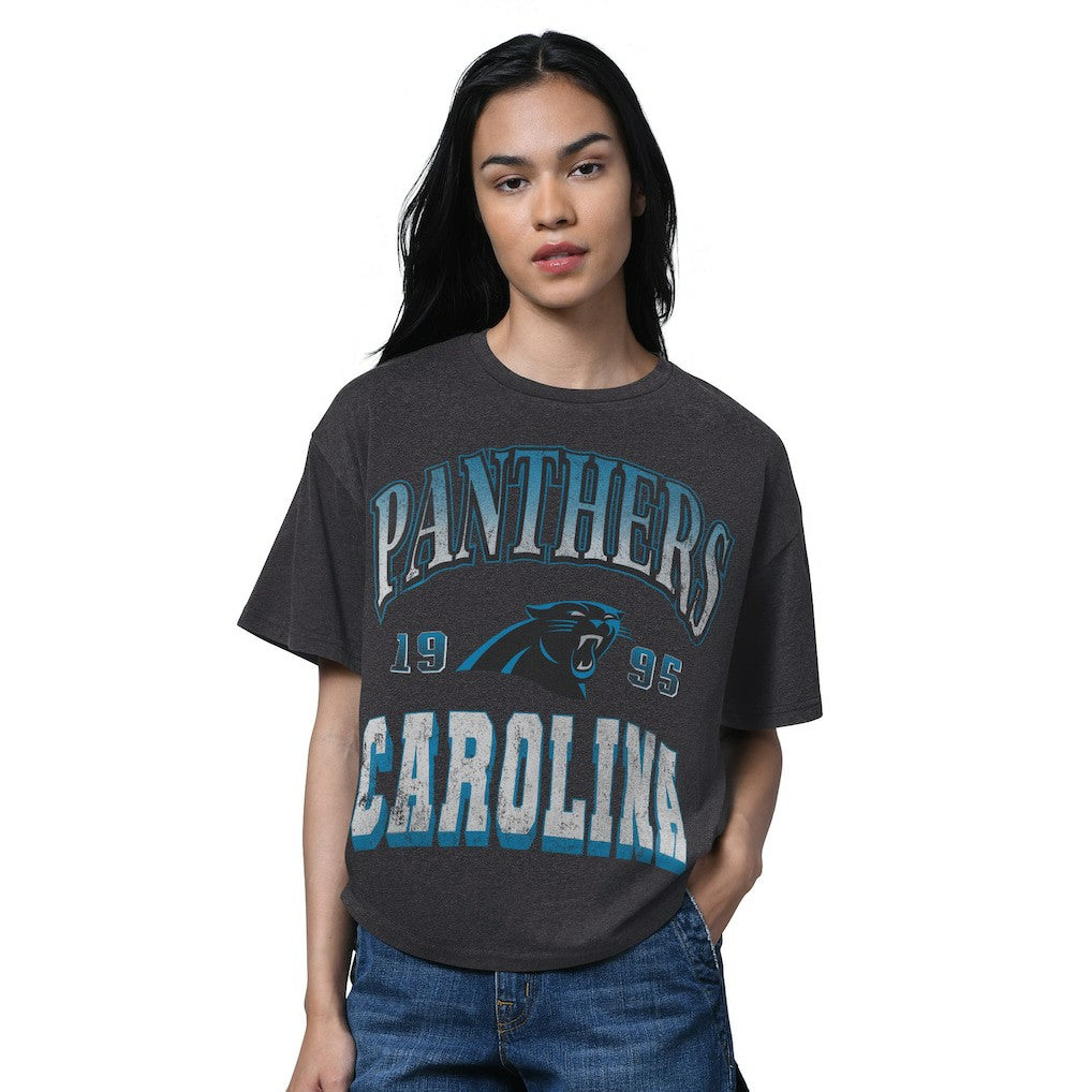 Carolina Panthers Starter Women's Oversized Hall of Fame T-Shirt - Heather Black sale