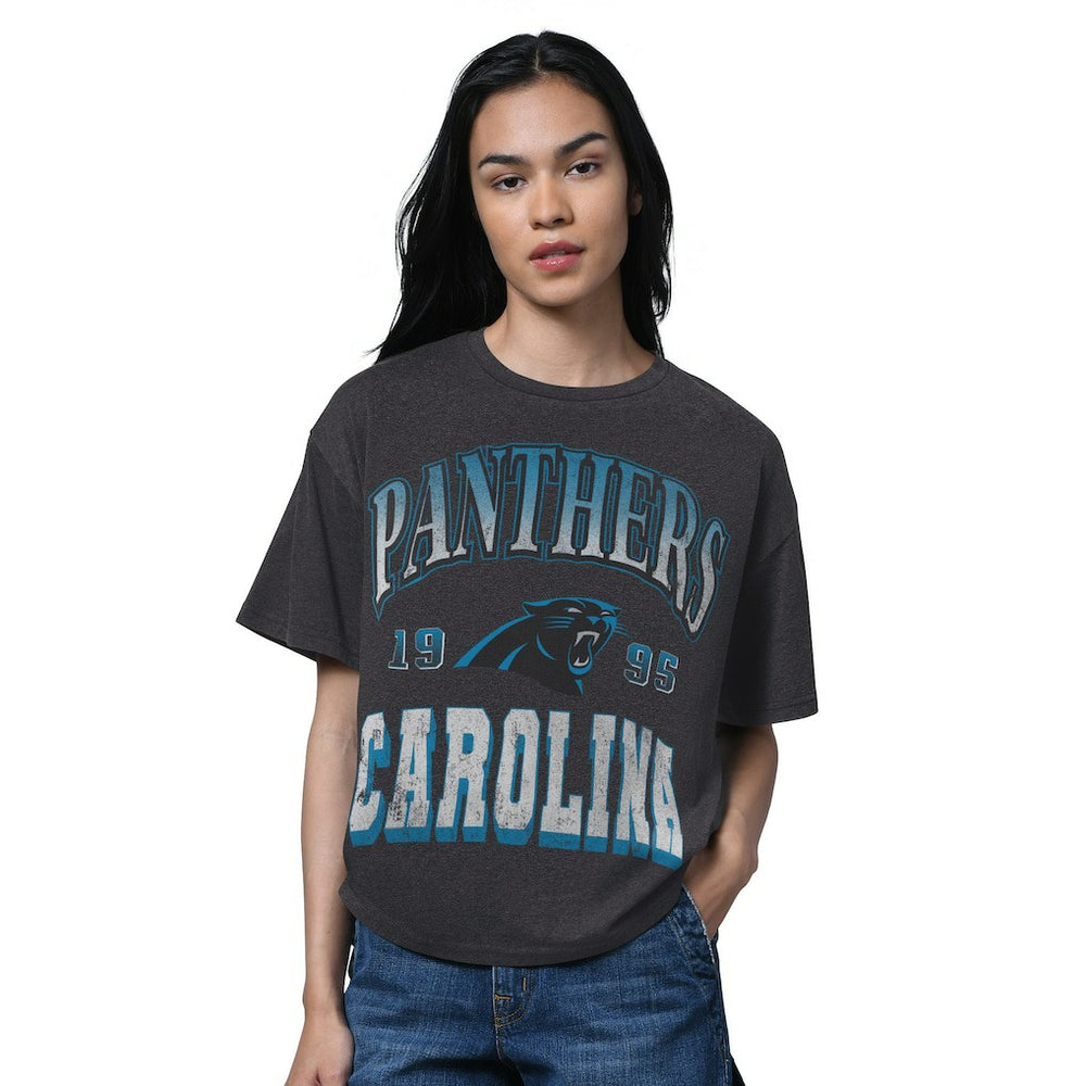 Carolina Panthers Starter Women's Oversized Hall of Fame T-Shirt - Heather Black sale