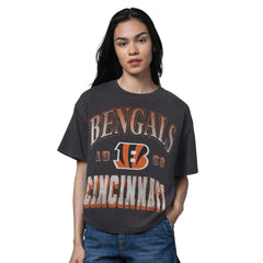 Cincinnati Bengals Starter Women's Oversized Hall of Fame T-Shirt - Heather Black cheap