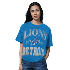 Detroit Lions Starter Women's Oversized Hall of Fame T-Shirt - Heather Blue cheap