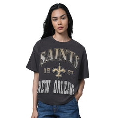 New Orleans Saints Starter Women's Oversized Hall of Fame T-Shirt - Heather Black on sale