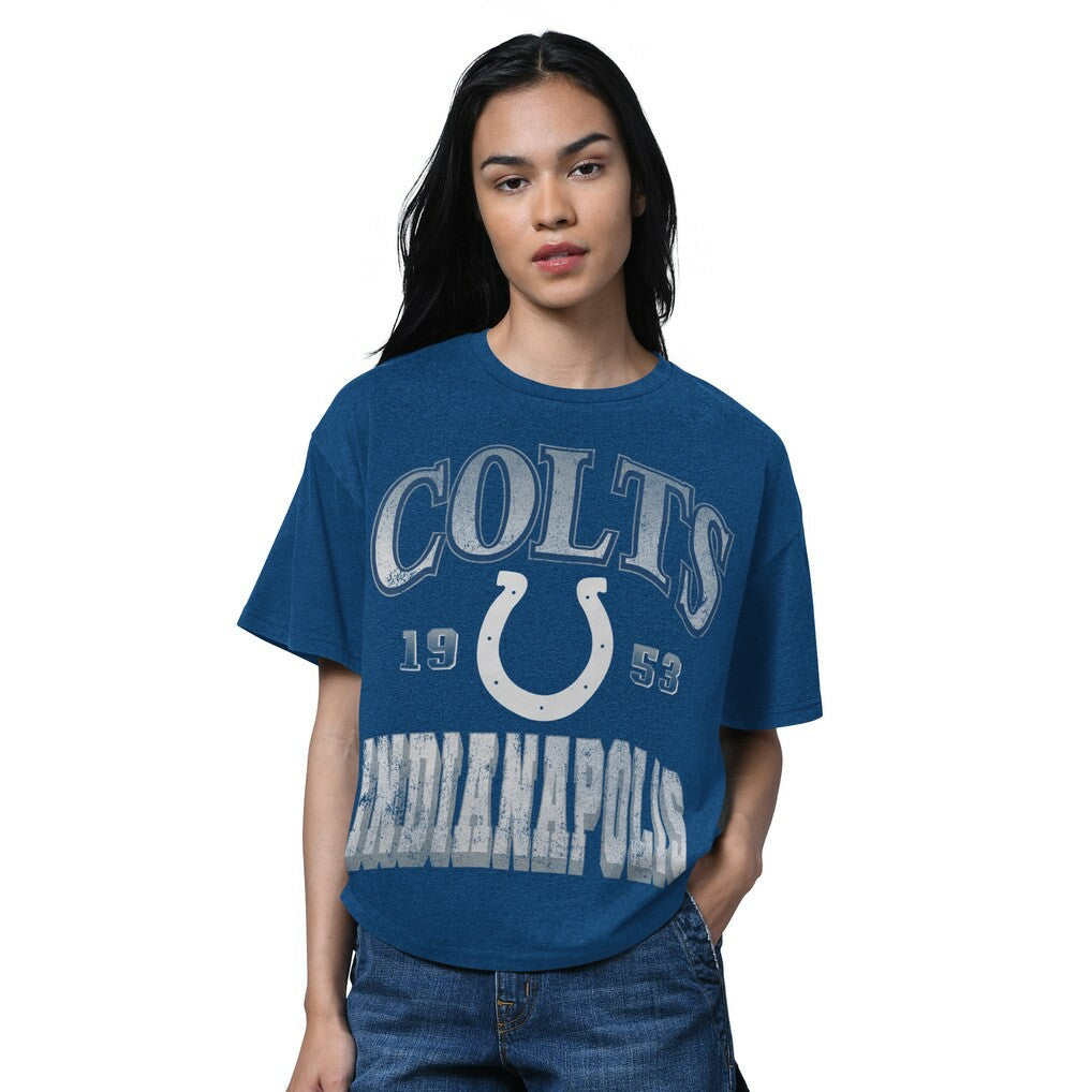 Indianapolis Colts Starter Women's Oversized Hall of Fame T-Shirt - Heather Royal discount